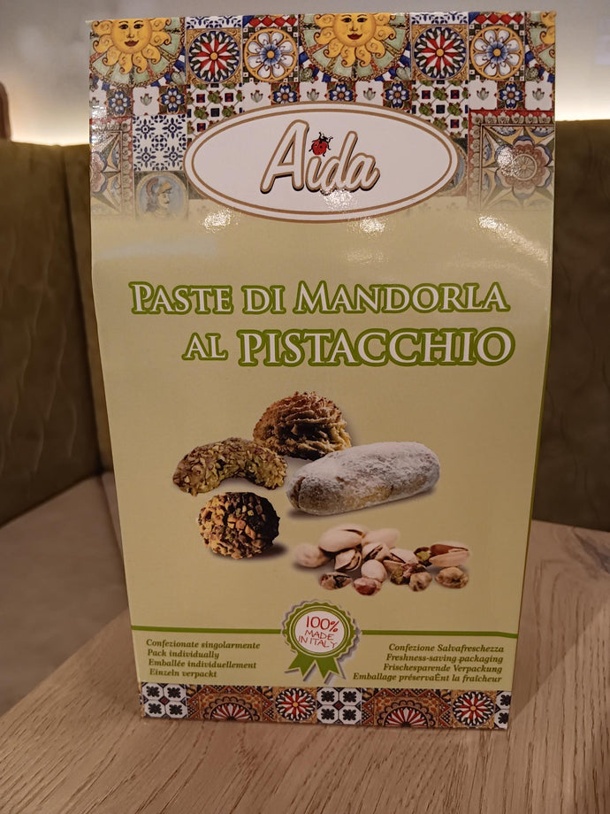 Aida Paste di Mandorla al pistacchio Mandelgebäck mit Pistazien aus Sizilien 200g