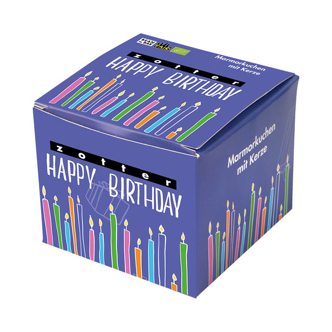 Zotter Bio Kuchen im Glas Happy Birthday Mamorkuchen mit Kerze 95g