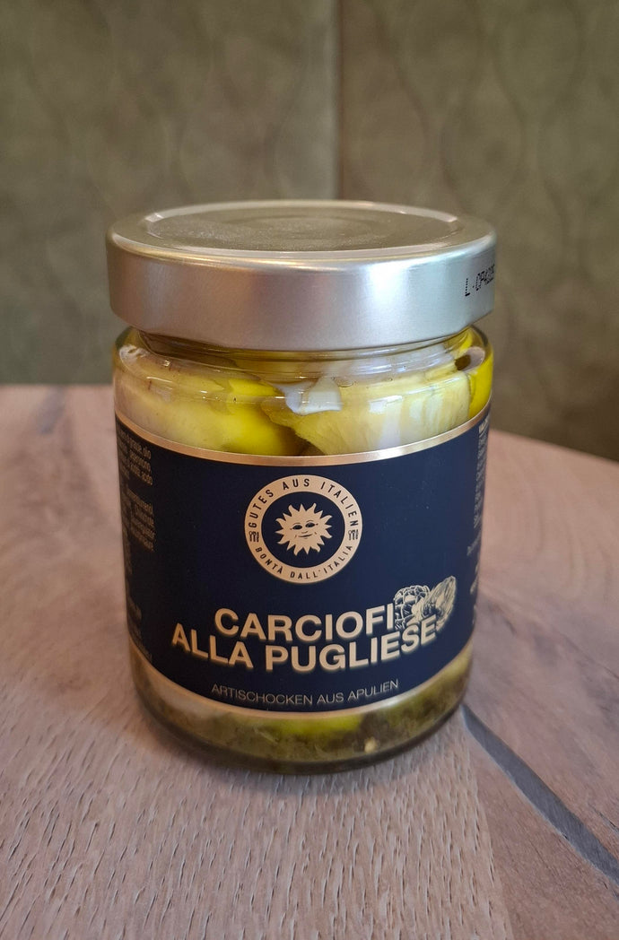 Gutes aus Italien Carciofi alla pugliese Artischocken aus Apulien in Öl mit Kräutern 280g