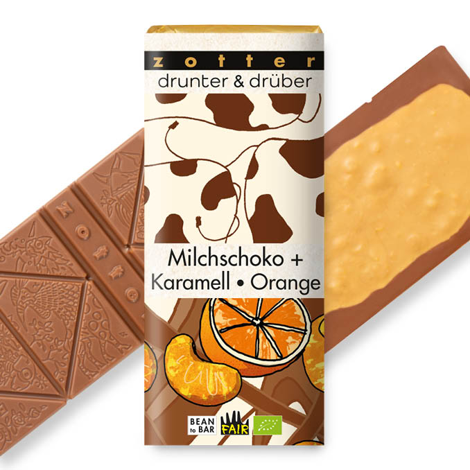 Zotter Bio Milchschoko & Karamell & Orange Schokolade 70g