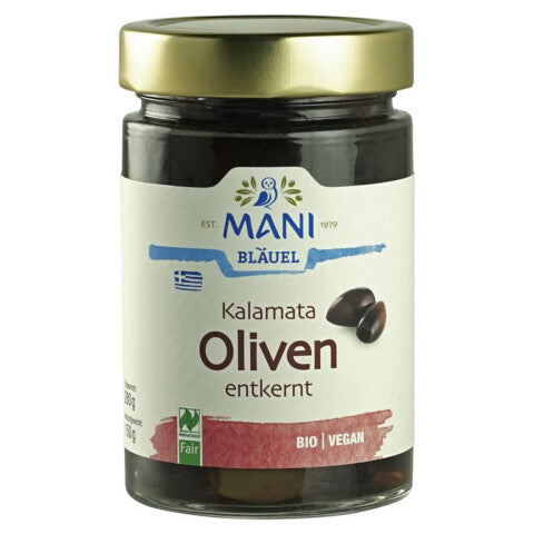 Mani Bläuel BIO Kalamata Oliven in Lake entkernt 280g